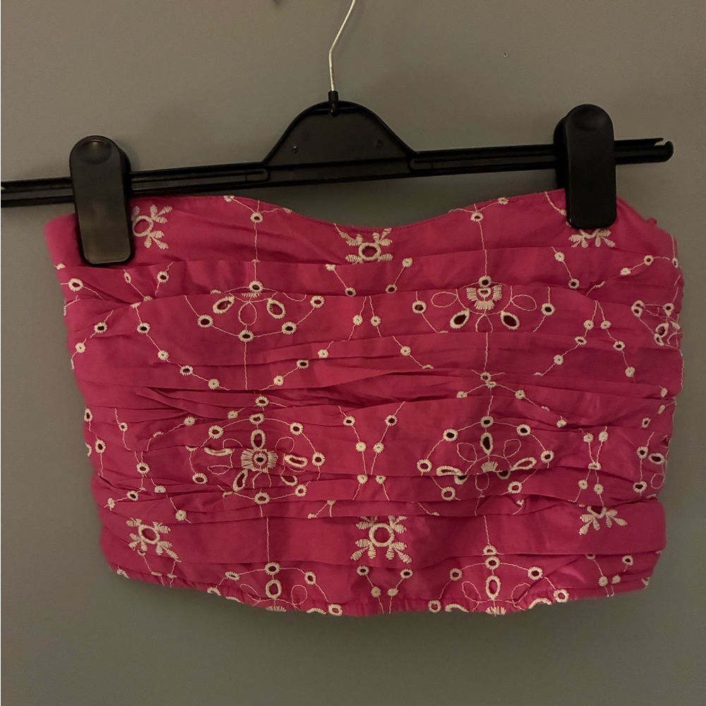Zara Pink Embroidered Crop Top